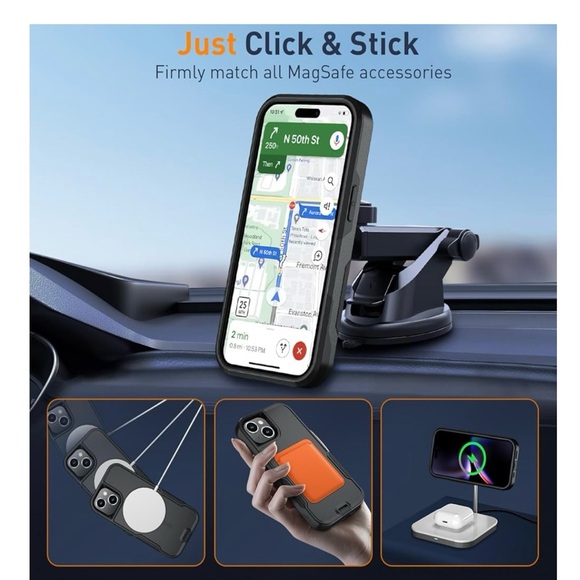 iPhone 15 Plus -Black iPhone Case with MagSafe and Screen Protection - Picture 2 of 5